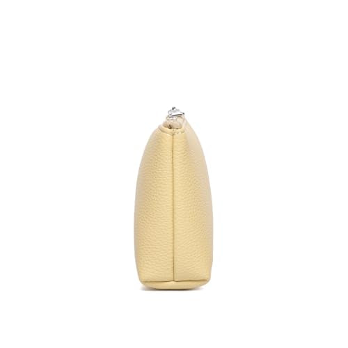 Small Makeup Bag for Purse, Leather Cosmetic (Almond Yellow) - color: PU/Almond Yellow