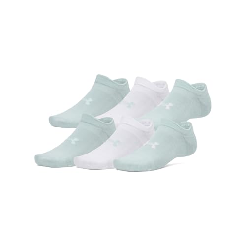 Under Armour Unisex Adult Essential No Show Socks (6-Pairs) - color: (477) Enamel Blue / Enamel Blue / White, size: Medium