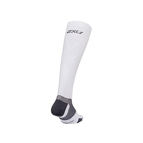 2XU Vectr Light Cushion Full Length Socks, Graduated Compression Running Socks for Training & Recovery White/Grey XL