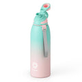 FJbottle 50oz Stainless Steel Insulated Water Bottle No Straw Spout Lid - color: Green-Pink, size: 50 Ounces