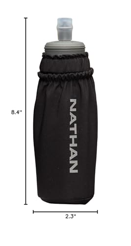 Nathan Pinnacle 14 oz Soft Flask Handheld Water Bottle, BPA-Free with Bite Valve, Black, OSFM - color: Black, style: 14oz