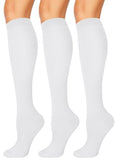 3 Pairs Compression Socks for Women & Men 15-20 mmHg, Knee High - color: 02 White/White/White, size: Small-Medium