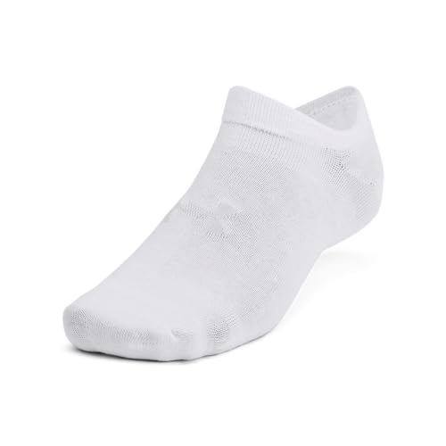 Under Armour Unisex Adult Essential No Show Socks (6-Pairs) - color: (100) White / White / Halo Gray, size: Medium