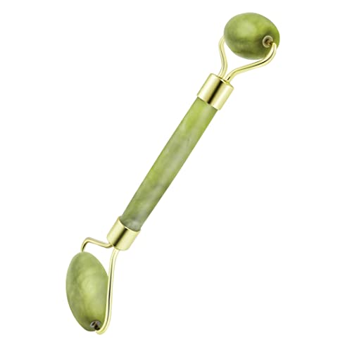 3 in 1 Ficial Face Ice Jade Roller and Gua Sha Tool, Natural Real Jade Anti-Wrinkle Face Eye Neck Massager Tool, Reduce Wrinkles, Puffiness, Migraine, Redness, Pain and Injury, Green - color: Green
