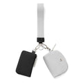Keychain Wallet Mini Zip Around Wristlet Wallets for Women Detachable Dual Pouch Wristlet Portable Coin Purse Small Wallets - color: Black+Grey