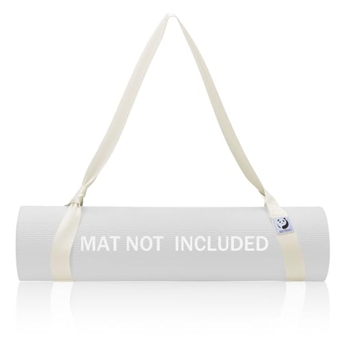 Slim Panda Yoga Mat Strap, Adjustable Soft Cotton Carrier - color: Milky White, size: 72 inches
