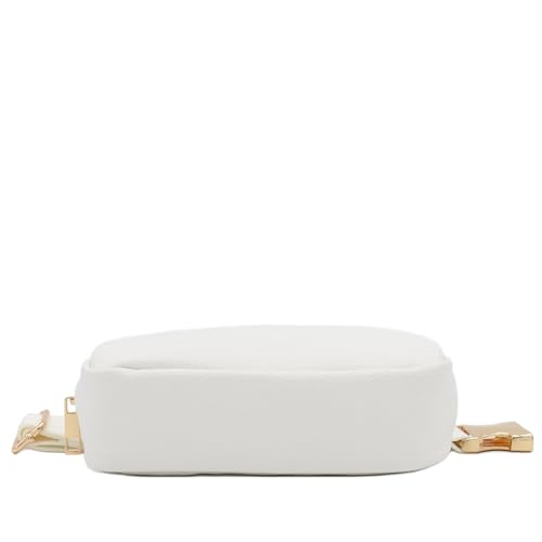 Lightweight Soft PU Pebbled Leather Sling Fanny Pack Belt Bag with Gold Metal Buckle (White) - color: White