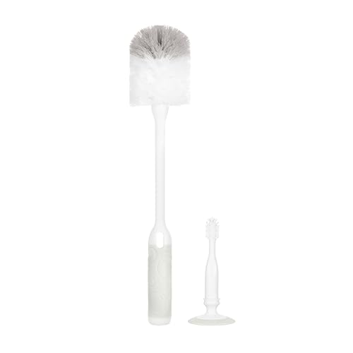 Ubbi Deluxe 2-in-1 Baby Bottle Cleaning Brush Set, Oat - color: Oat Deluxe Bottle Brush