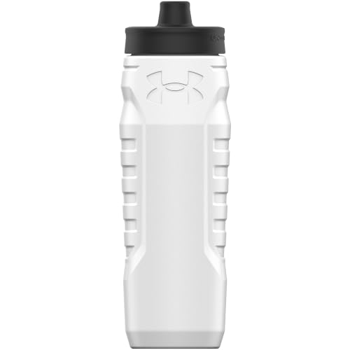 Under Armour Squeeze Water Bottles, 32 oz Water Bottles, Sideline Sports Water Bottle with Quick-Shot Lid, Quick & Easy Hydration, Gym Water Bottles, Squeeze Bottle, 1 32oz Bottle - color: White