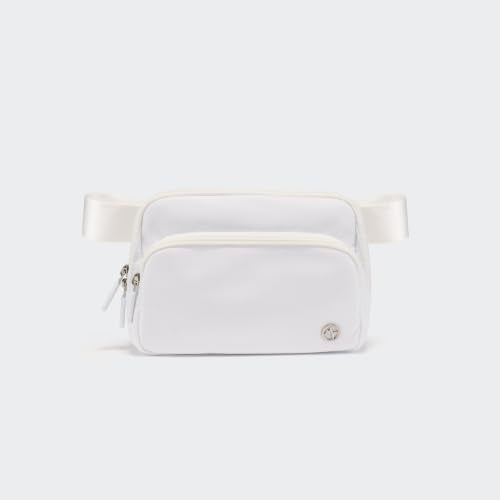 Pander Nylon Crossbody Belt Bag with Excess Strap Keepers, 6-Pocket Adjustable Sling Fanny Pack for Travel and Everyday Carry, White - color: White