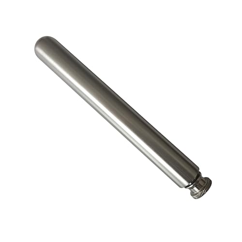 Stainless Steel 2oz Tube Flask Portable Mini Water Bottle & Funnel (Brush Finish, Round Bottom) (Pack of 2) - color: Brush Finish, size: Round Bottom (Pack of 2)