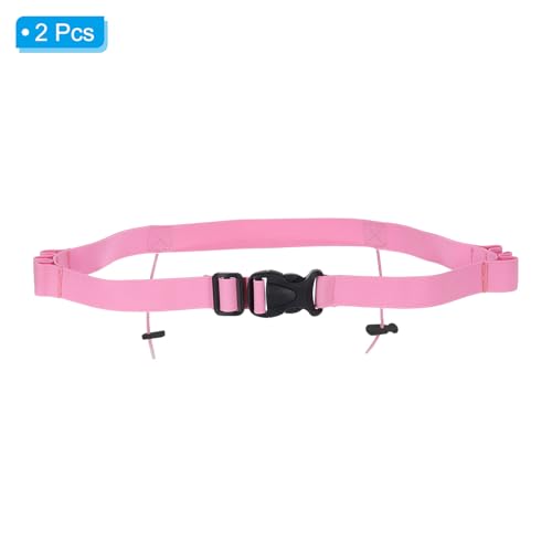 PATIKIL Elastic Triathlon Running Belt, 2 Pack Adjustable Race Number Belt Race Belt Bib Holder with 6 Energy Gel Loops for Marathons Racing Cycling, Pink - color: Pink