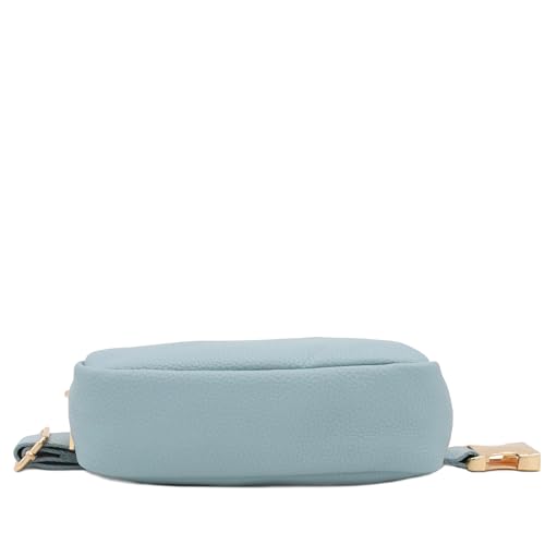 Lightweight Soft PU Pebbled Leather Sling Fanny Pack Belt Bag with Gold Metal Buckle (Light Blue) - color: Light Blue