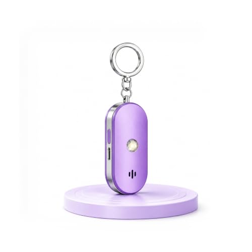 Personal Safety Alarm for Women, 130dB Rechargeable Keychain Alarm with Bluetooth SOS Alerts, Dual Speakers, Strobe Light, Low Battery Reminder, USB-C Emergency Siren for Travel(Purple) - color: Purple
