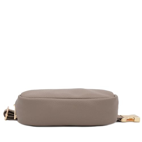 Lightweight Soft PU Pebbled Leather Sling Fanny Pack Belt Bag with Gold Metal Buckle (Dove) - color: Dove