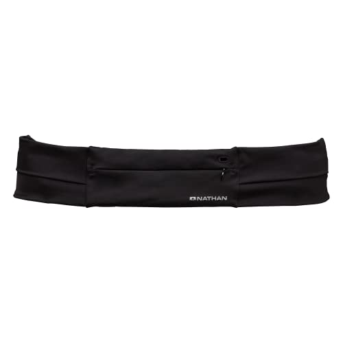 Nathan Running Belt Adjustable Fit Zipster, Zippered, Weather-Resistant Pocket & Two Quick-Stash Pockets for Running Gear, Running Fanny Pack, Walking, Hiking, Gym - color: Black