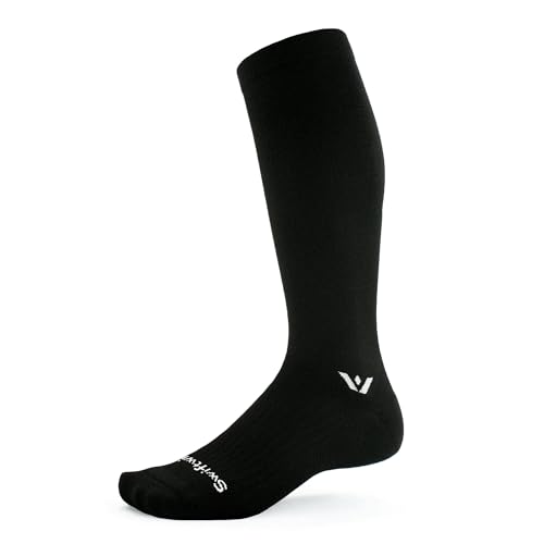Swiftwick ASPIRE TWELVE Running Socks, Knee High Compression Fit - color: Black-circuit, size: Medium