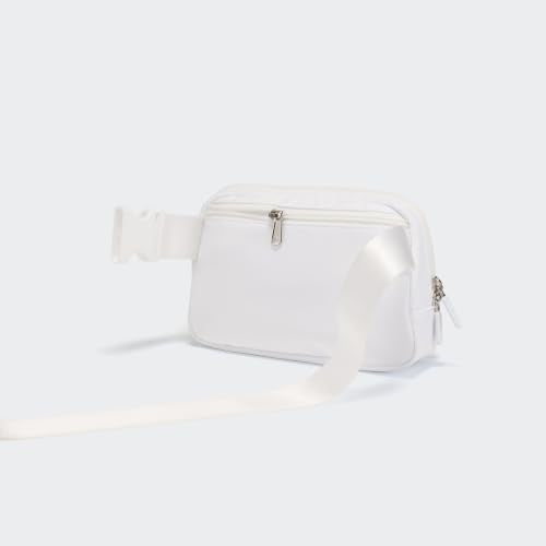 Pander Nylon Crossbody Belt Bag with Excess Strap Keepers, 6-Pocket Adjustable Sling Fanny Pack for Travel and Everyday Carry, White - color: White