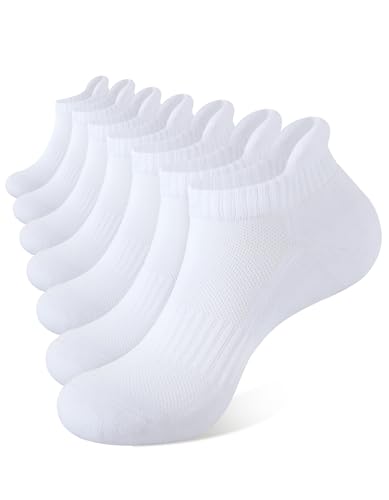 CLOSEMATE Mens Athletic Ankle Socks Cushioned Cotton 7 Pairs - color: 7white, size: 7-9