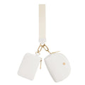 VUTUXA KeyChain Wallet Wristlet For Women Mini Zip Dual Pouch Coin Purse - color: white+gold