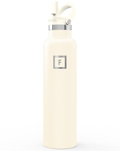 IRON °FLASK 24 oz Narrow Mouth Water Bottle with Straw - color: Cashmere Cream