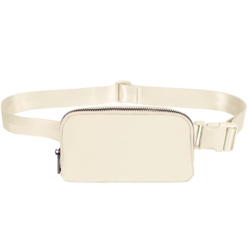 INTINI Crossbody Fanny Pack for Women, Small Belt Bag Waist Purse with Adjustable Strap, Mini Hip Pack Side Bag for Travel, Running, Gym and Daily Wear - color: S - Lvory