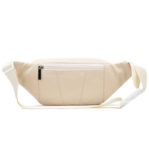 Leather Fanny Pack Waist Bag for Men Women Outdoor Travel Hiking Camping Walking Running Hip Bum Belt Slim Cell Phone Purse Wallet Pouch (#03Beige) - color: #03Beige