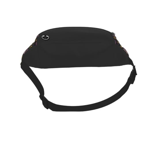 Dujiea Fanny Pack, Mexican Sugar Skulls Waist Bag With Headphone Hole Belt Bag Adjustable Sling Pocket Fashion Hip Bum Bag For Women Men Kids Outdoors Casual Travelling Hiking Cycling - color: Mexican Sugar Skulls