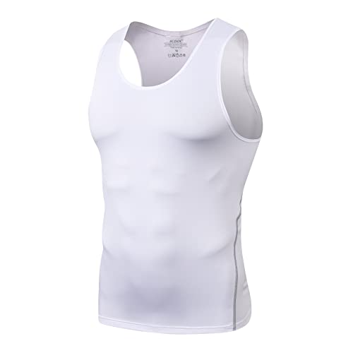Mens 3 Pack Compression Tank Tops Sleeveless Compression Shirt - color: 3 Pack White, size: Medium