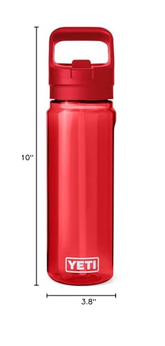 YETI Yonder 750 ml/25 oz Water Bottle with Yonder Straw Cap, Rescue Red - color: Rescue Red, size: 25 Ounces