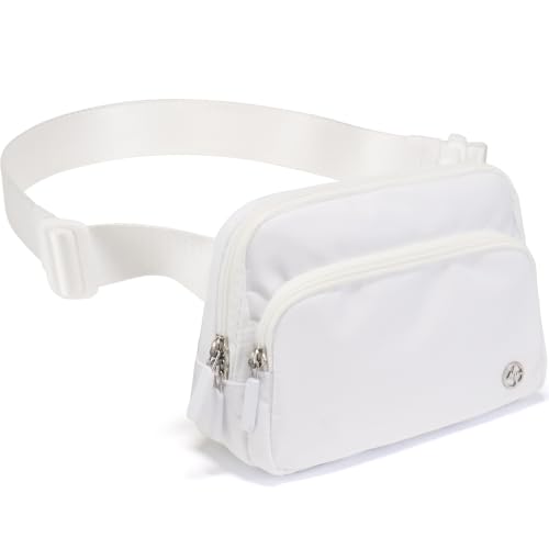 Pander Nylon Crossbody Belt Bag with Excess Strap Keepers, 6-Pocket Adjustable Sling Fanny Pack for Travel and Everyday Carry, White - color: White