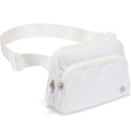 Pander Nylon Crossbody Belt Bag with Excess Strap Keepers, 6-Pocket Adjustable Sling Fanny Pack for Travel and Everyday Carry, White - color: White
