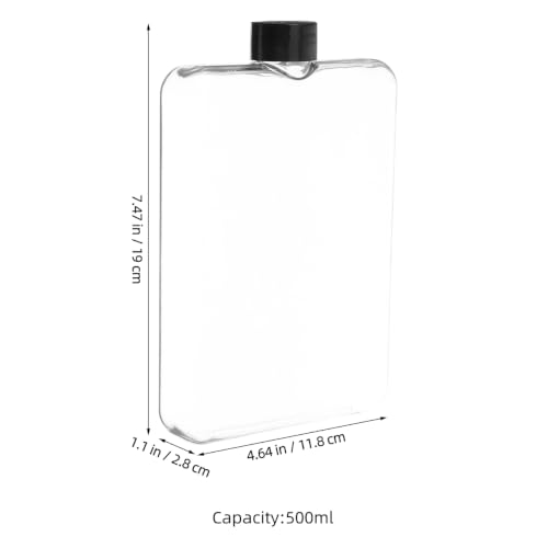 Luxshiny Flat Water Bottle Transparent Petg Pp Sports Water Bottle for Gym Camping Hiking Travel Slim Portable for Outdoor Sports Easy to Carry and Store