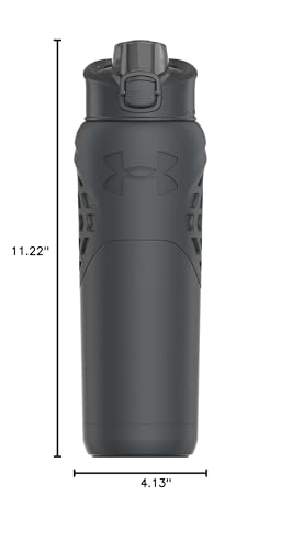 Under Armour 24Oz Stainless Steel Water Bottle, Insulated, Carabiner Easy Carry Hook, Leak Proof, Kids & Adults, All Sports, Gym - color: Slate Gray