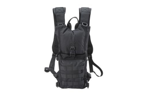 Lancer Tactical Lightweight Nylon Hydration Backpack - Ideal for EDM Music Festivals, Hiking, Running, Cycling, Airsoft, Hunting, and Climbing - color: Black