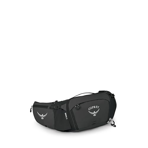 Osprey Savu Biking Waist Pack for Men & Women - Mountain Bike Fanny Pack with Bottle Pockets - Hydration Bag - color: Raven Black, style: 5l