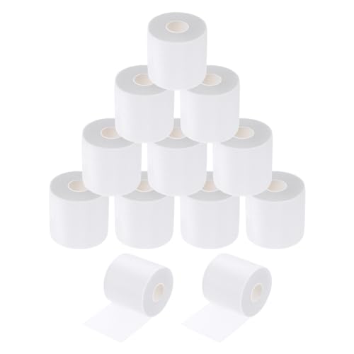 MECCANIXITY 12 Rolls Pre Wrap Athletic Tape 30 Yard x 2.8" Foam Under Wrap Tape Sports Prewrap Headband for Ankles Wrists Hands Knees - color: White