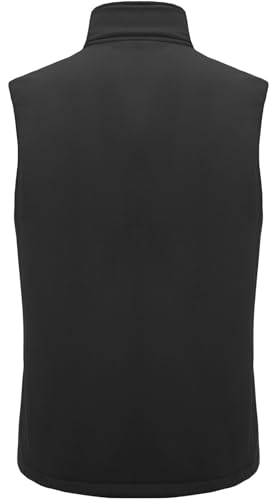 XinYangNi Men's Lightweight Softshell Golf Running Vest Outerwear Zip Up Fleece Lined Windproof Sleeveless Jacket for Hiking - color: Black, size: Medium