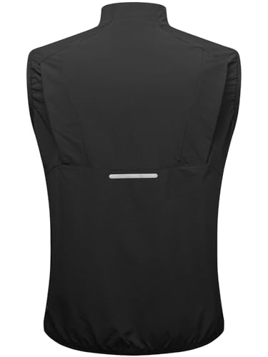 WOSAWE Reflective Cycling Vest with Chest Pocket Water-Repellent Lightweight Windproof Gilet for Running, Hiking, Biking - color: Black, size: X-Large