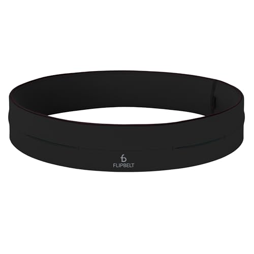 FlipBelt Classic Running Belt, Phone Holder for Running, Money Belt Pouch - color: Black, size: Small