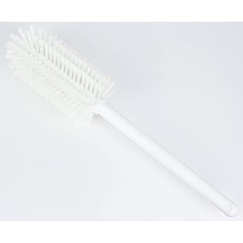 SPARTA Large Water Bottle Brush Ideal for Wide-Mouth Jars, Bottles and Tumblers, Dishwashing Tool with Handle for Home and Commercial Kitchens, Plastic, 16 Inches, White, (Pack of 4) - color: White