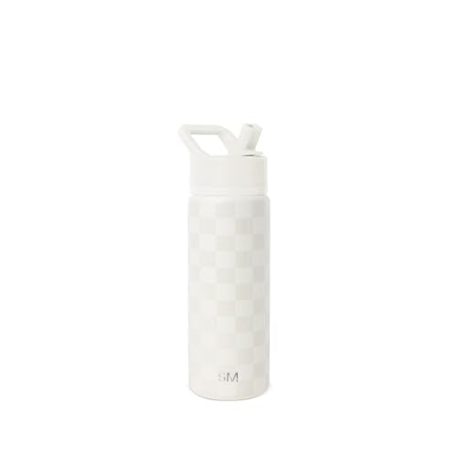 Simple Modern Insulated Water Bottle with Straw | 18oz | Checkered - color: Pattern: Cream Checkmate (Pack of 1), style: 18oz