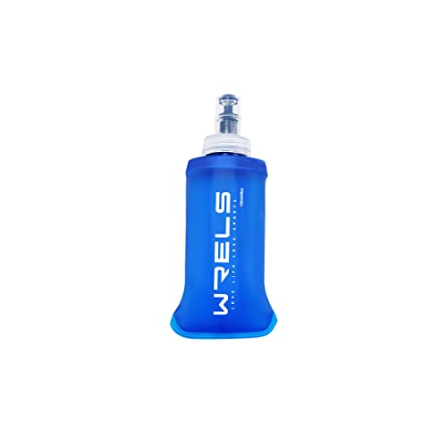 WRELS TPU Soft Flask Lightweight Portable Reusable Water Bottle,BPA Free Collapsible Flask for Hydration Pack in Running Hiking Cycling and Marathon - color: Dark Blue-150ML*1