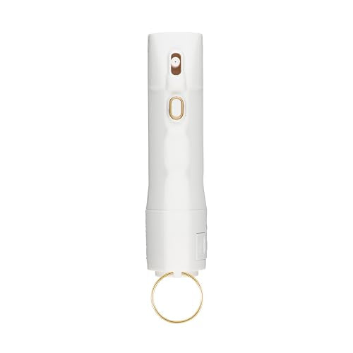 Sabre 2-in-1 Pepper Spray with 130dB Personal Alarm, Alert and Defend with One Press, Fast Flip Top Safety with Finger Grip and Tuck-Away Keyring, Maximum Strength, UV Marking Dye - color: Cream