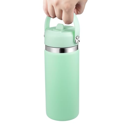 KMN Wide Mouth Straw Lid with Flip Top, Replacement Cap with Straw for Hydro Flask 18 32 40 oz Wide Mouth Water Bottle & 12 16 20 oz Coffee Flask, BPA-Free Leakproof Sports Lid (Light Mint) - color: Light Mint