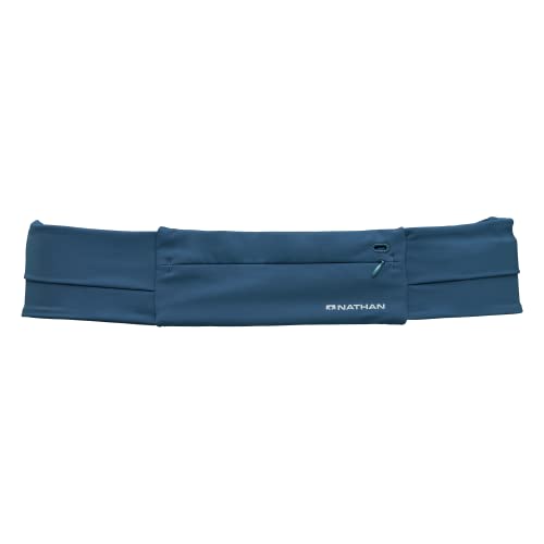 Nathan Running Belt Adjustable Fit Zipster, Zippered, Weather-Resistant Pocket & Two Quick-Stash Pockets for Running Gear, Running Fanny Pack, Walking, Hiking, Gym - color: Marine Blue