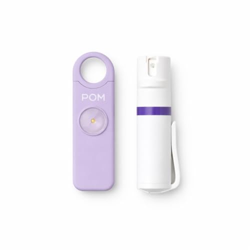 POM Pepper Spray & Personal Alarm Safety Kit – OC Self Defense Keychain Spray & Loud Emergency Alarm for Campus Safety, Women & Students - color: White X Lavender, style: Pocket Clip Model
