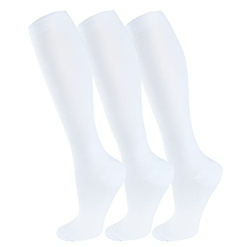 FuelMeFoot 3 Pack Copper Compression Socks - Compression Socks Women & Men Circulation - Best for Medical,Running,Athletic - color: 01 White-classic, size: Small-Medium