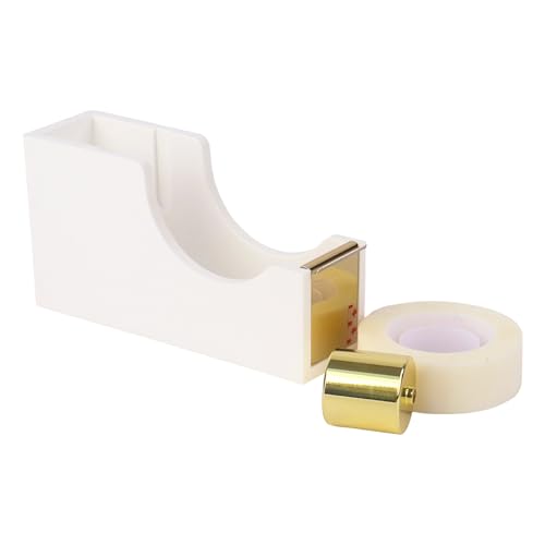 Acrylic Tape Dispenser with 1 Roll Tape, White Tape Dispenser Non-Slip Base Sleek Desktop Tape Cutter for Office & Home Acrylic Desk Accessories
