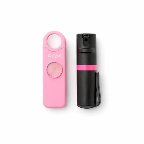 POM Pepper Spray & Personal Alarm Safety Kit – OC Self Defense Keychain Spray & Loud Emergency Alarm for Campus Safety, Women & Students - color: Black X Pink, style: Pocket Clip Model